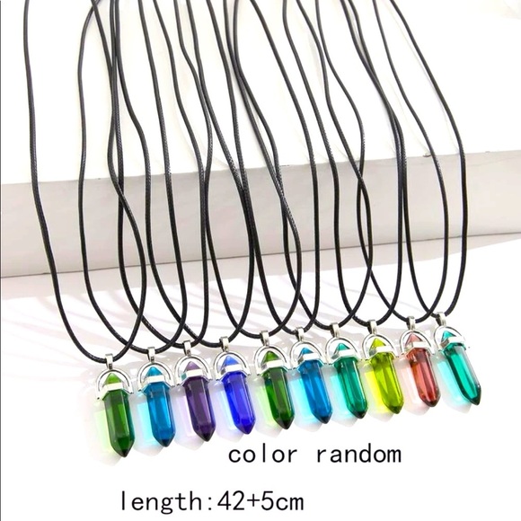 Random Color Geometric Charm Necklace. - Picture 1 of 3